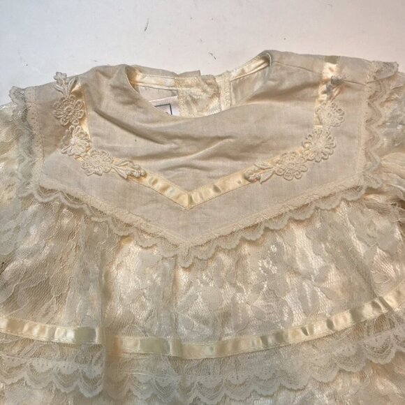 Gunne Sax Vintage 80s Lace Peasant Dress Ivory Ecru 6 Months - Picture 3 of 8